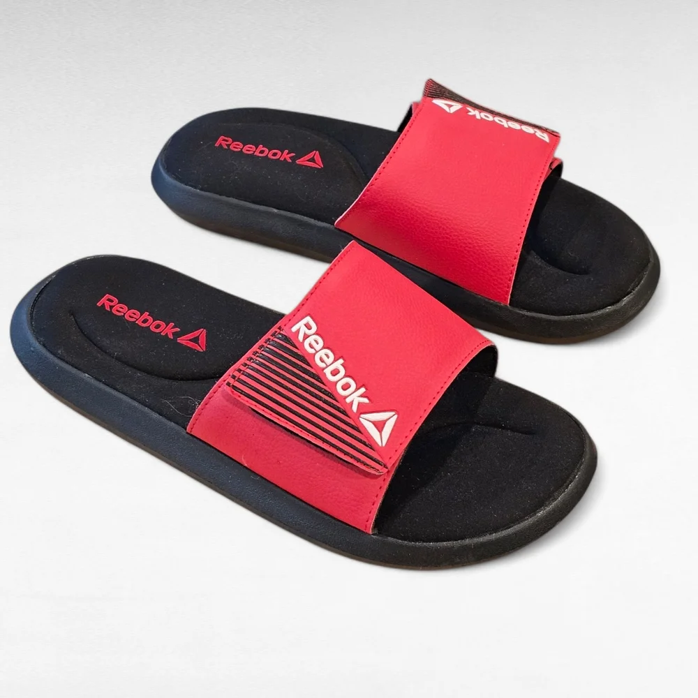 Reebok Men's Comfort Slides Red and Black Size 7